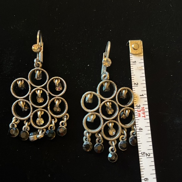 Dangly Black , Silver, & Clear Earrings - Picture 7 of 17